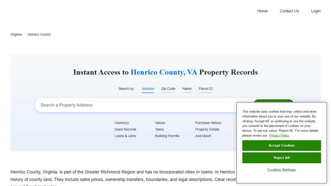 Henrico County Property Records Owners, Deeds, Permits